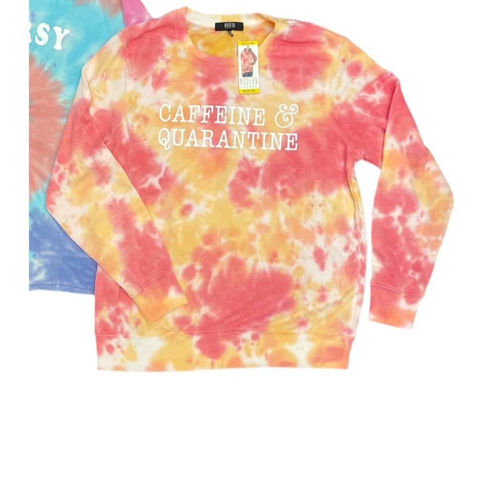 NWT Modern Canvas Multi Color‎ Crewneck Caffeine Quarantine LARGE